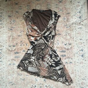 Le Chateau Black and White Asymmetrical Ruched Sundress